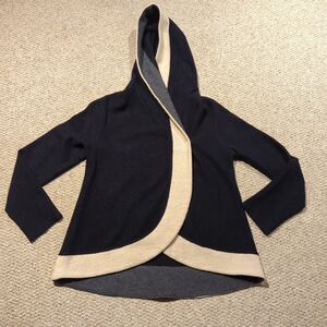 Anthropologie Rosie Neira Neim Wrap Sweater Cardigan Small Blue Hooded Wool